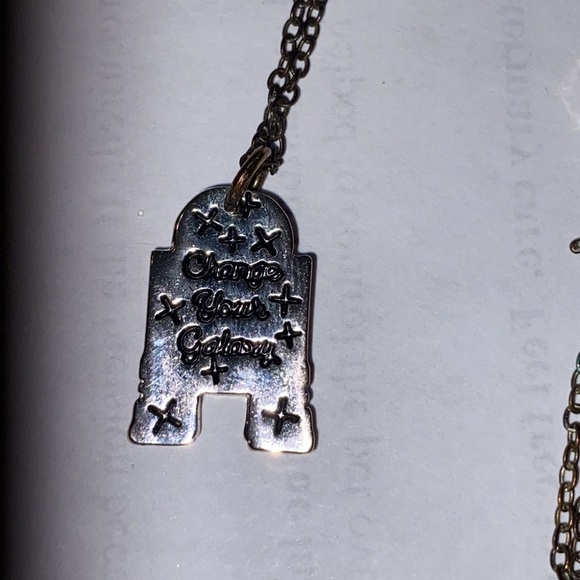 Star Wars Jewelry Women's Silver Plated R2-D2 with Rainbow Gem Pendant Necklace - Picture 5 of 6